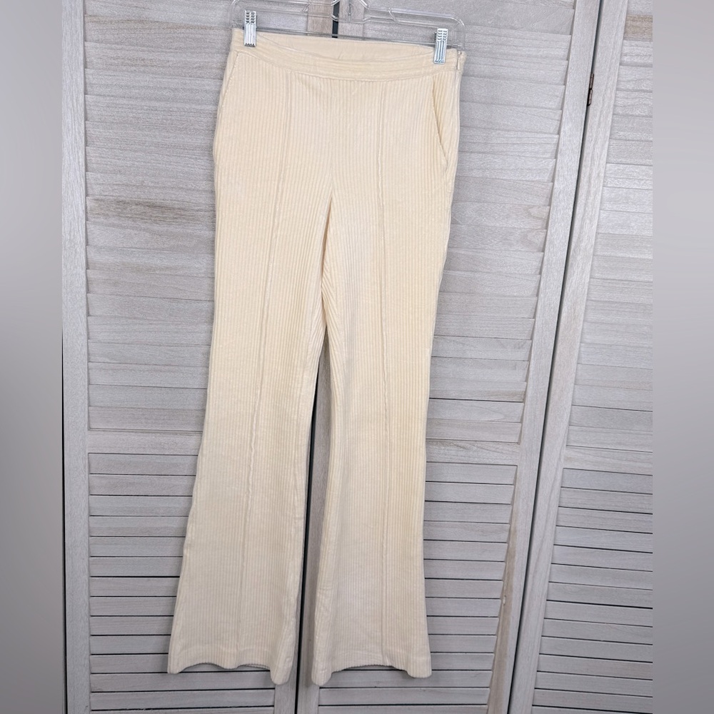 H&M Corduroy Trousers Flared Hem Wide Wale Ivory-XS